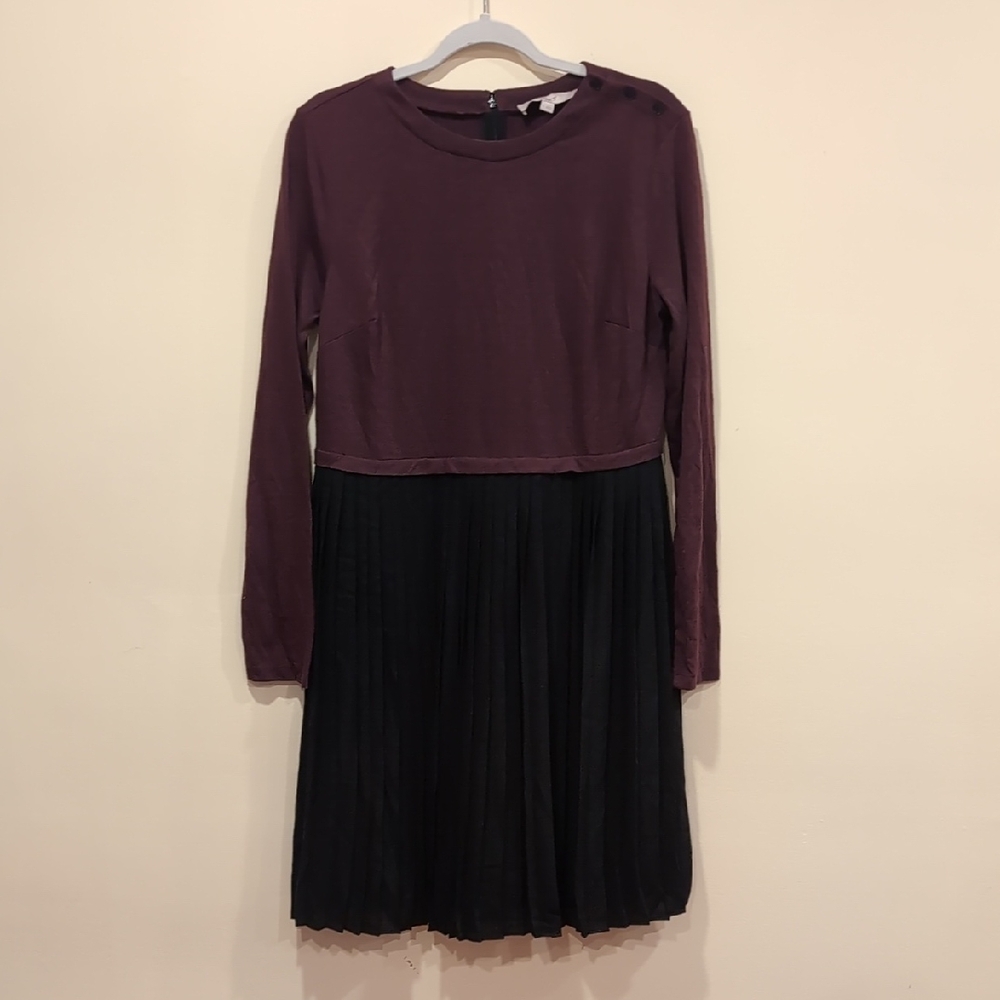 LOFT Midi Dress in Plum and Black